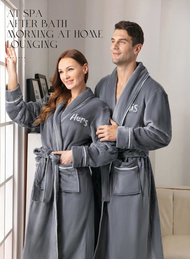 AW BRIDAL 2Pcs Mr and Mrs Robes for Couples Fleece, Matching Long Hooded Robes for Men Women, His and Hers Wedding Gifts, Gray (I Don't Do Matching Robes + I Do), One size - Image 3