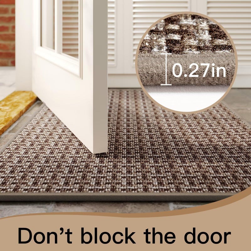 YDKGL Door Mat 17x30, Door Mat Indoor Entrance Dirt Resistant and Absorbent, Non-Slip Rubber Backing Front Door Mats, Easy Clean Low-Profile Doormat for Entryway, Front Door, Inside Entrance, Brown - Image 4