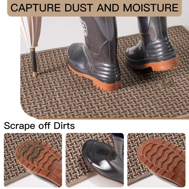 YDKGL Door Mat 17x30, Door Mat Indoor Entrance Dirt Resistant and Absorbent, Non-Slip Rubber Backing Front Door Mats, Easy Clean Low-Profile Doormat for Entryway, Front Door, Inside Entrance, Brown - Image 3