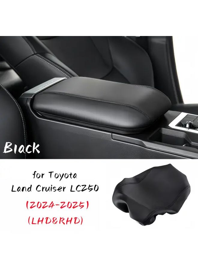 غطاء مسند ذراع من الجلد الفاخر بألياف الكربون الأسود لتويوتا لاند كروزر LC250 2024 2025 - Image 4
