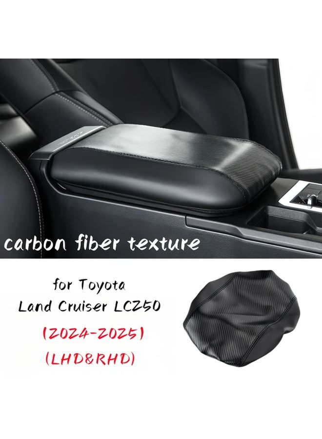 غطاء مسند ذراع من الجلد الفاخر بألياف الكربون الأسود لتويوتا لاند كروزر LC250 2024 2025 - Image 5
