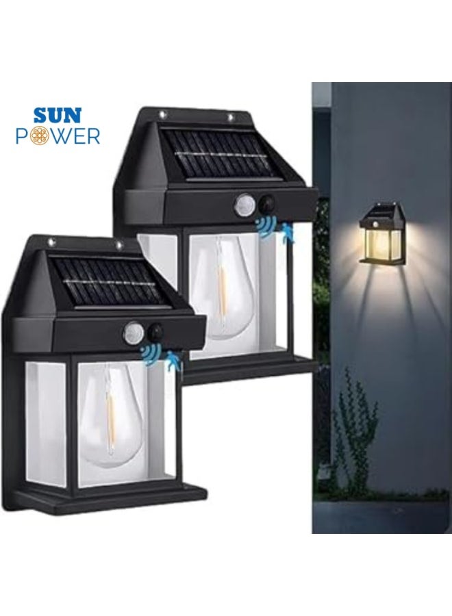 SUN POWER Solar Tungsten Wall Light for Outdoor Use, Solar Lights for Outdoor Use with Motion Sensor, IP65 Waterproof Solar Wall Lamp for Garden, Balcony, Fence, Yard (Black) - Image 3
