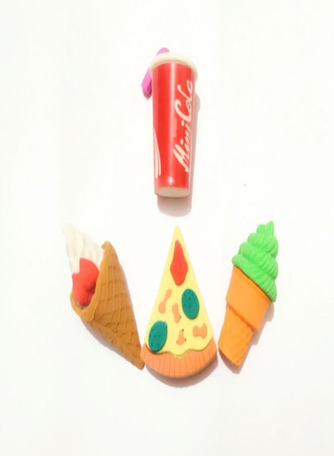 BRIKSHI Fruit Fast Food & Ice-Cream Theme Erasers Set for Kids Eraser Set for Return Gift Stationary Set for Kids Rubber Eraser for Kids Stationary Set for Kids (4 Eraser) Set of 1 (minicola) - Image 2