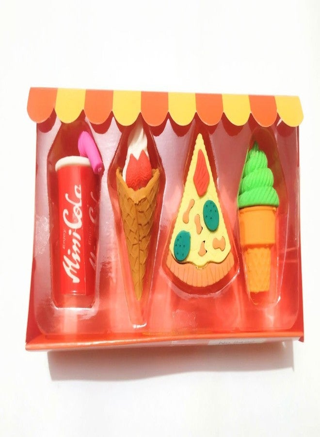 BRIKSHI Fruit Fast Food & Ice-Cream Theme Erasers Set for Kids Eraser Set for Return Gift Stationary Set for Kids Rubber Eraser for Kids Stationary Set for Kids (4 Eraser) Set of 1 (minicola) - Image 3