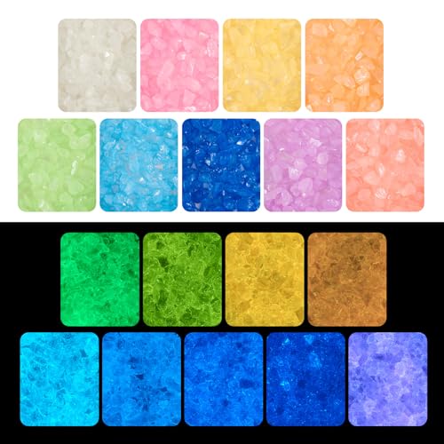KISSITTY Glow in The Dark Irregular Chips Crushed Glass Crystals 4-11mm Luminous Chip Beads No Hole for DIY Vase Filler Fairy Garden Decoration Nail Arts Epoxy Resin Mold Jewelry Making - Image 1