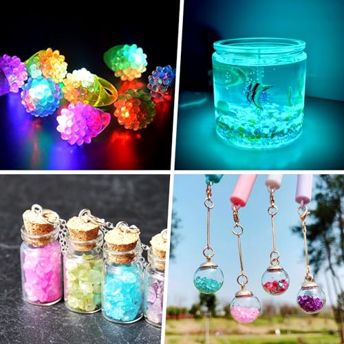 KISSITTY Glow in The Dark Irregular Chips Crushed Glass Crystals 4-11mm Luminous Chip Beads No Hole for DIY Vase Filler Fairy Garden Decoration Nail Arts Epoxy Resin Mold Jewelry Making - Image 2