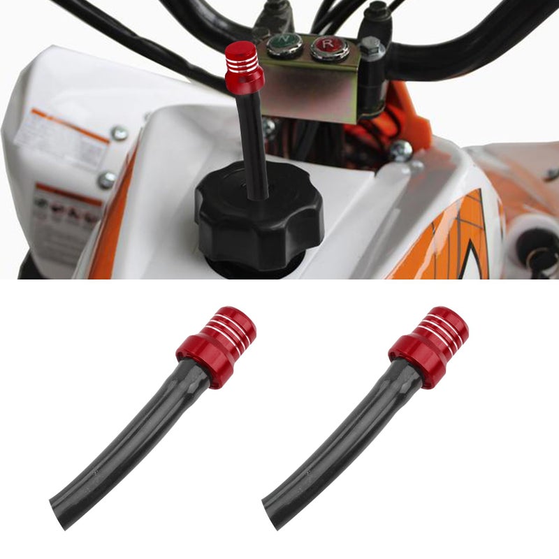 HEVLE 2PCS Gas Fuel Cap Air Vent Hose Universal CNC Tank Valve Vent Tube with Chekc Ball Aluminum Breather Valve Fits for 50cc 110cc 70cc 125cc ATV Motorcycle Dirt Pit Quad Bike Motocross
