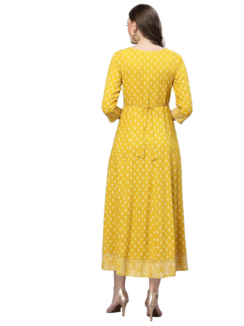 Stylum Women's Embroidered Long Kurta Mustard - Image 2