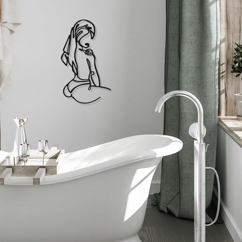 Photect 3 Pcs Metal Wall Art Decor Minimalist Abstract Woman Wall Art Metal Modern Line Drawing Decor Female Single Line Home Hanging for Bedroom Bathroom Living Room Christmas Housewarming(Romantic) - Image 4