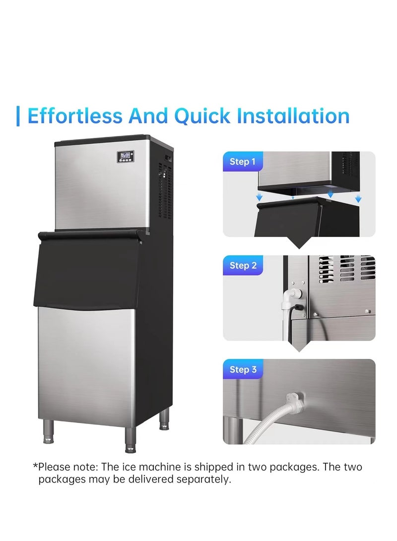 Cool Baby COOLBABY Commercial Ice Maker 280KG/24H, 192 ice-tray, Stainless Steel Industrial Modular Full Dice Ice Cube Machine Professional Refrigeration Equipment - Image 2