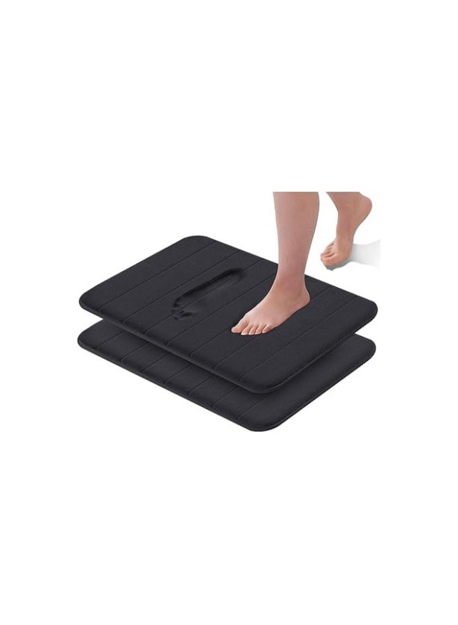 Memory Foam Bath Mat, (2 Pack) Non-Slip Back, 40x60 cm Fleece Softness, Highly Absorbent, Bathroom Carpet, Super Soft Microfiber Bath Rug, Rectangle, Easy to clean Mat - Image 1