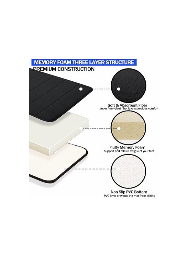 Memory Foam Bath Mat, (2 Pack) Non-Slip Back, 40x60 cm Fleece Softness, Highly Absorbent, Bathroom Carpet, Super Soft Microfiber Bath Rug, Rectangle, Easy to clean Mat - Image 3