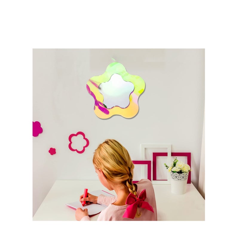 SOLARAE مرآة جدارية غير منتظمة مرآة أكريليك متموجة ديكور غرفة مرآة جمالية مرآة أمورفيك مرآة عتيقة لغرفة النوم غرفة المعيشة الحمام مدخل ديكور جدار (نجمة خماسية 30 × 30 سم) - Image 4