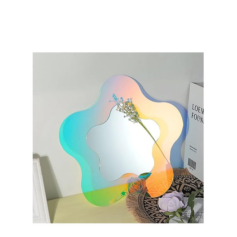 SOLARAE مرآة جدارية غير منتظمة مرآة أكريليك متموجة ديكور غرفة مرآة جمالية مرآة أمورفيك مرآة عتيقة لغرفة النوم غرفة المعيشة الحمام مدخل ديكور جدار (نجمة خماسية 30 × 30 سم) - Image 1