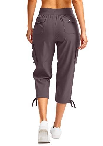 Soothfeel Women's Cargo Capris Pants with 6 Pockets Lightweight Quick Dry Travel Hiking Summer Pants for Women Casual (Dusty Purple, L) - Image 2