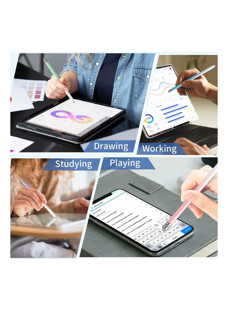Excefore أقلام لمس لشاشات اللمس، 4 قطع قلم لمس لجهاز iPad مع أطراف ألياف مزدوجة دقيقة، متوافقة مع Apple iPad/iPhone/Android/الأجهزة اللوحية وغيرها من شاشات اللمس السعوية - Image 5