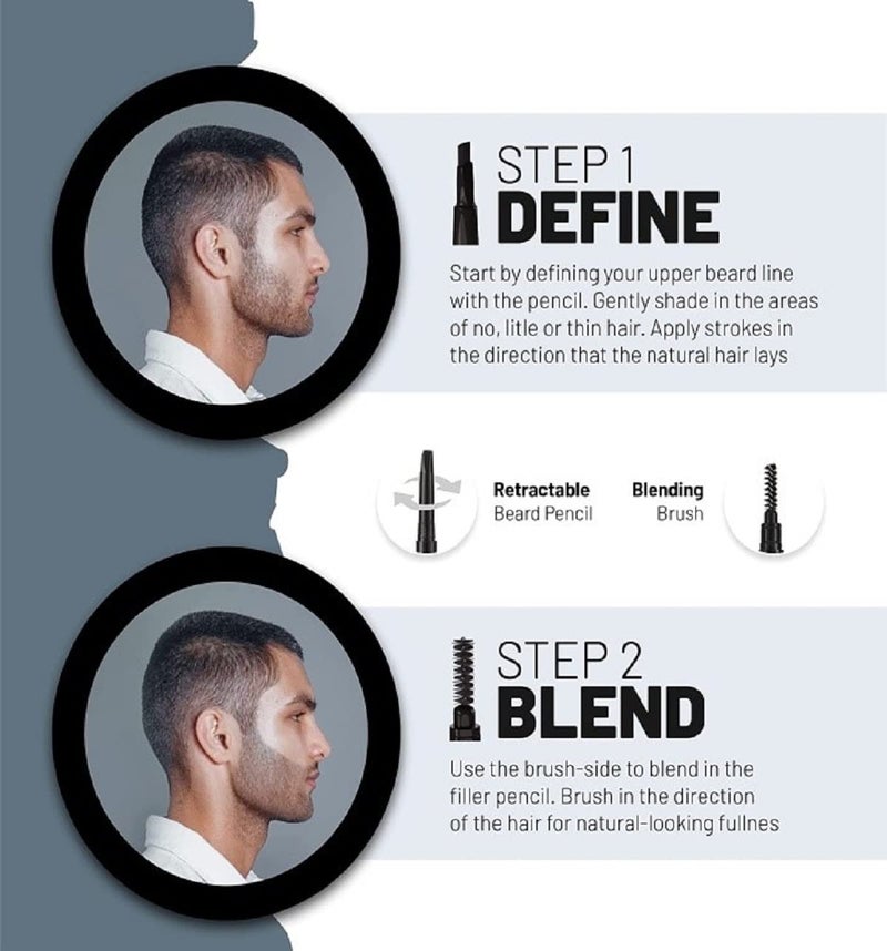 VOID Homme Beard Filler Pencil (Dark Brown) - Sweat & Waterproof, Smudge-proof, Cover Patches Instantly & Get Natural Beard Fullness - Image 3