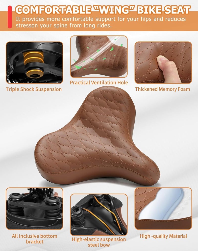 Phroxbik Wide Bicycle Seat for Comfort - Oversized & Extra Soft Padded Bike Saddle for Men and Women - Image 3