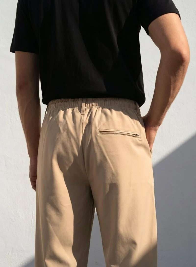 Dennis Lingo  Men Beige Lycra Solid Full Cargo Straight Trouser for Men | Best Price UAE