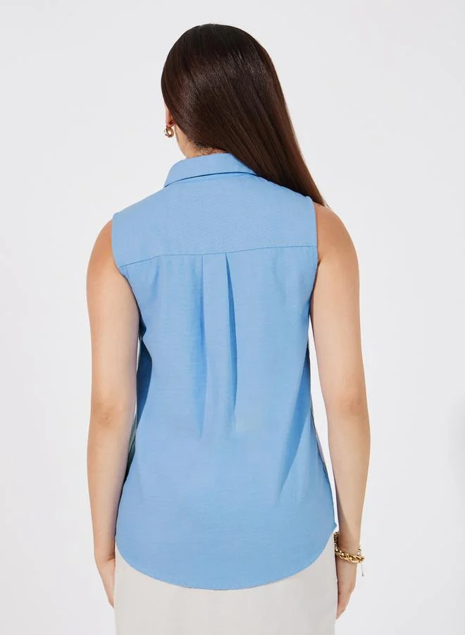 Styli Buttoned Down Loose Fit Sleeveless Shirt