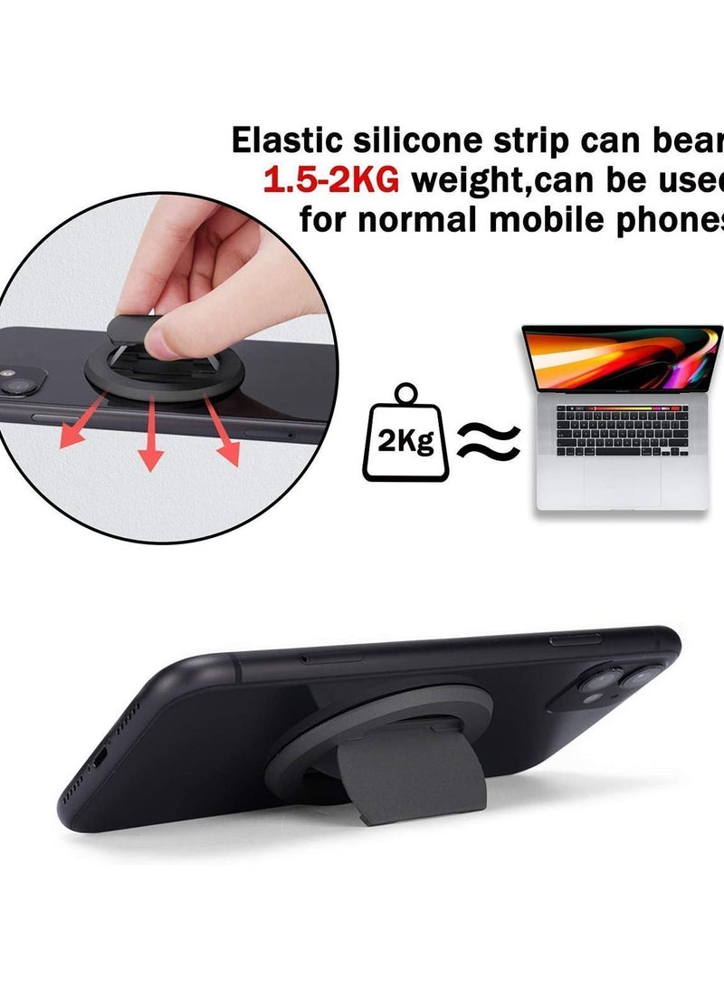 Y&D Magnetic Phone Ring Holder, Ultra-Thin 3mm Anti Drop Finger Kickstand Silicone Back Cell Grip Stand for Car Mount and Most Smart Phones Tablets (Black) - Image 3