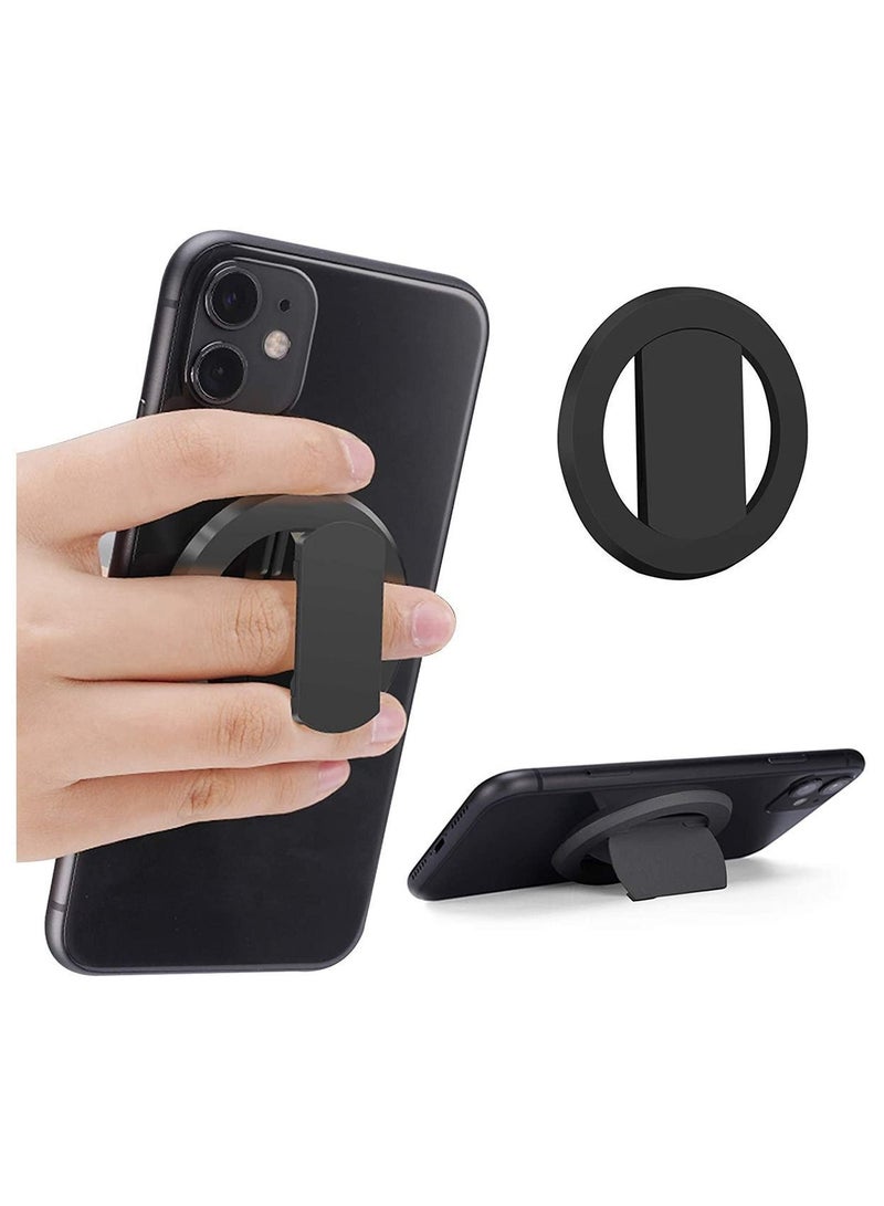 Y&D Magnetic Phone Ring Holder, Ultra-Thin 3mm Anti Drop Finger Kickstand Silicone Back Cell Grip Stand for Car Mount and Most Smart Phones Tablets (Black) - Image 1