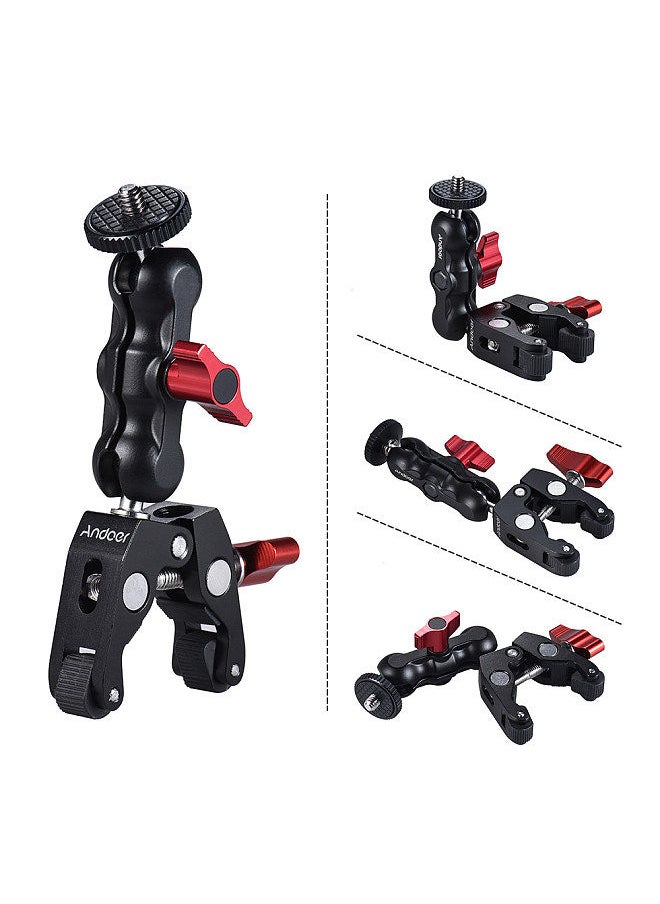 ANDOER - Multi-function Ball Head Clamp Ball Mount Clamp Arm Super Clamp with 1/4-20 Thread for GPS Phone LCD/DV Monitor LED Video Light Flash Light Microphone and More - Image 1
