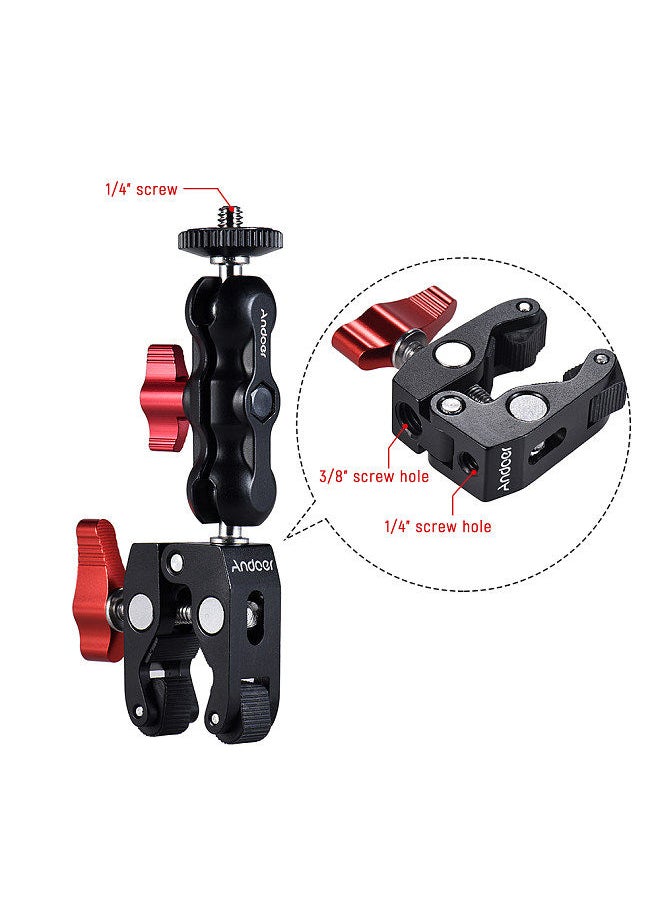 ANDOER - Multi-function Ball Head Clamp Ball Mount Clamp Arm Super Clamp with 1/4-20 Thread for GPS Phone LCD/DV Monitor LED Video Light Flash Light Microphone and More - Image 1