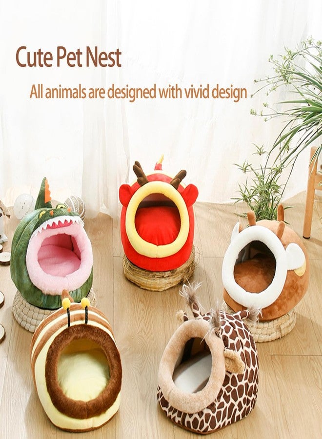 EAEDMY Guinea Pig Rat Bed Hideout for Rat Bearded Dragon Hedgehog Ferret to Sleep and Hide, Guinea Pig Cage Accessories Habitat Décor (Large, 2.Giraffes) - Image 2