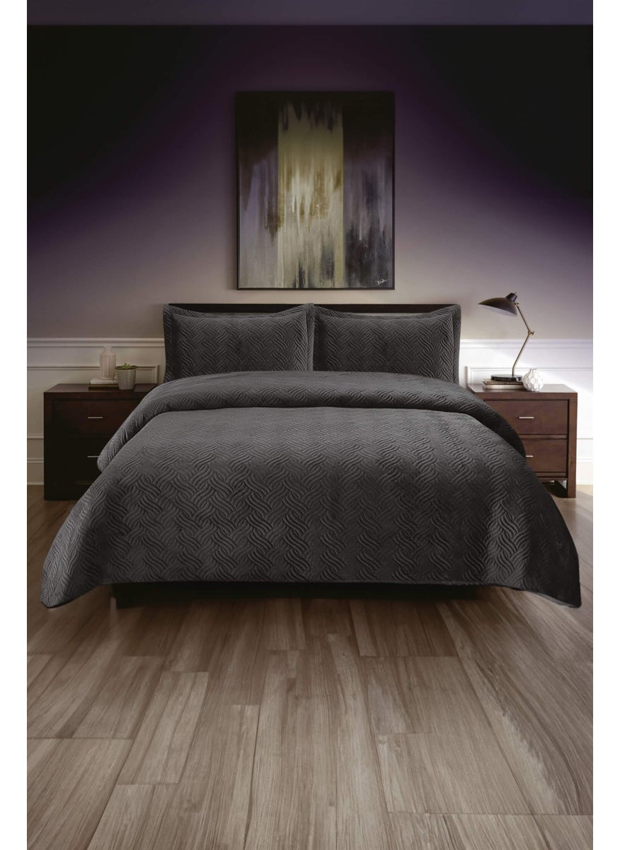 Favora Silva Double Bedspread Set - Anthracite  - Image 2