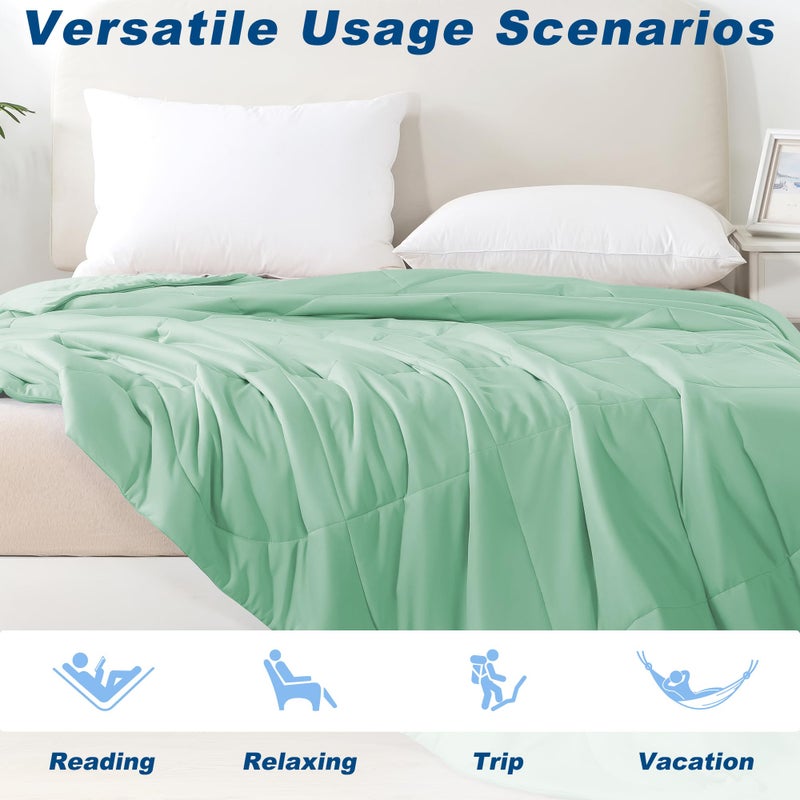 Bedsmile Cooling Comforter Queen Size  Double-Sided Cold Tech Fabric Quilted Bed Comforters Cooling Blanket For Hot Sleepers  Breathable Lightweight Summer Bedding  All-Season Ice Blanket  Sage Green - Image 5