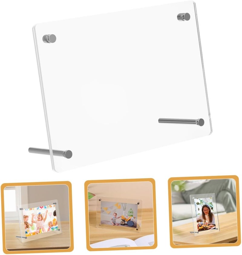 إطارات صور أكريليك MAGICLULU (قطعتان) لحامل عرض البطاقات البريدية على المكتب بزوايا مستديرة مقاس 6 بوصة A6 (داخلي 103x153 مم) سميكة 3+3 مم لإطارات الصور لديكور المكتب والمنزل مقاوم للتآكل ومتين - Image 5