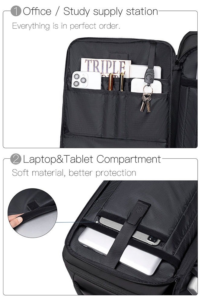 ARCTIC HUNTER School Laptop Bag, Large Business Travel Office Laptop Bag with Laptop Compartment for Men, Black - Image 5