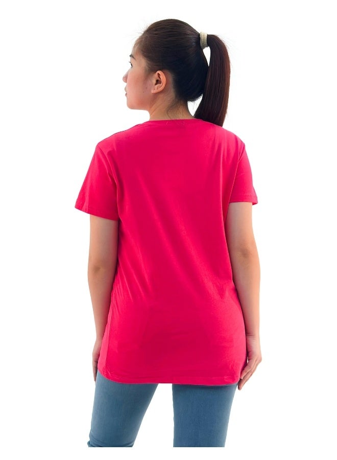 JOANNA JOANNA W203041 Women's Geometric Design Round Neck Short Sleeve T-Shirt - Pink  - Image 3