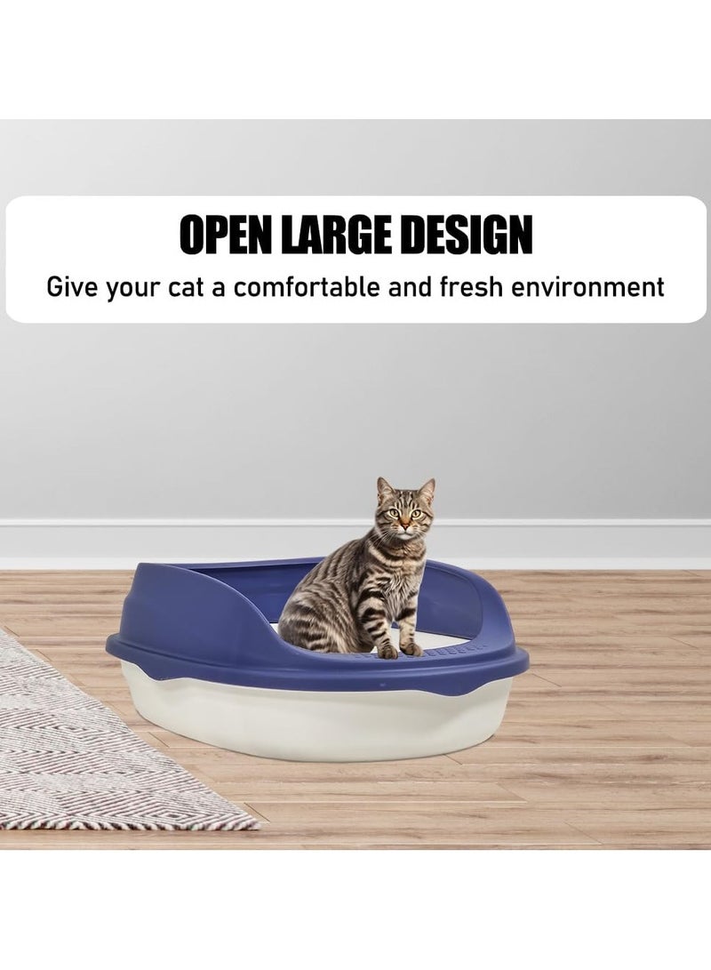 MAJIBAO Cat litter box semi-enclosed toilet Sandbox with litter scoop, Suitable for medium and large cats, Easy to clean high side, Anti splash, Open large design 44 cm L (Blue and White Color)  - Image 5