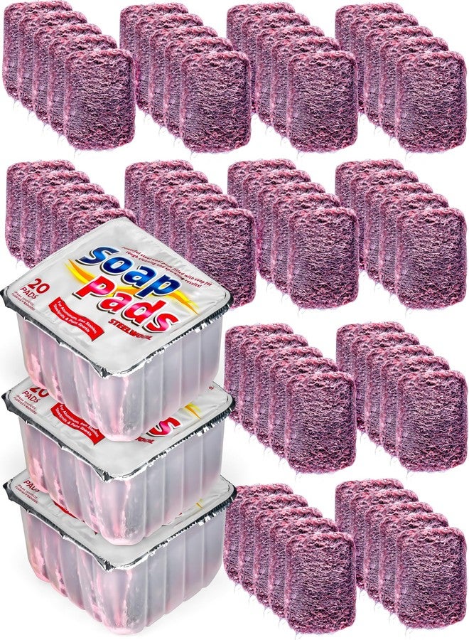 SteadMax 60 Steel Wool Soap Pads, Pre-Soaped Metal Scouring Pads for Easy Cleaning of Pots, Pans, Ovens and Dishes (60 Pack) - Image 1