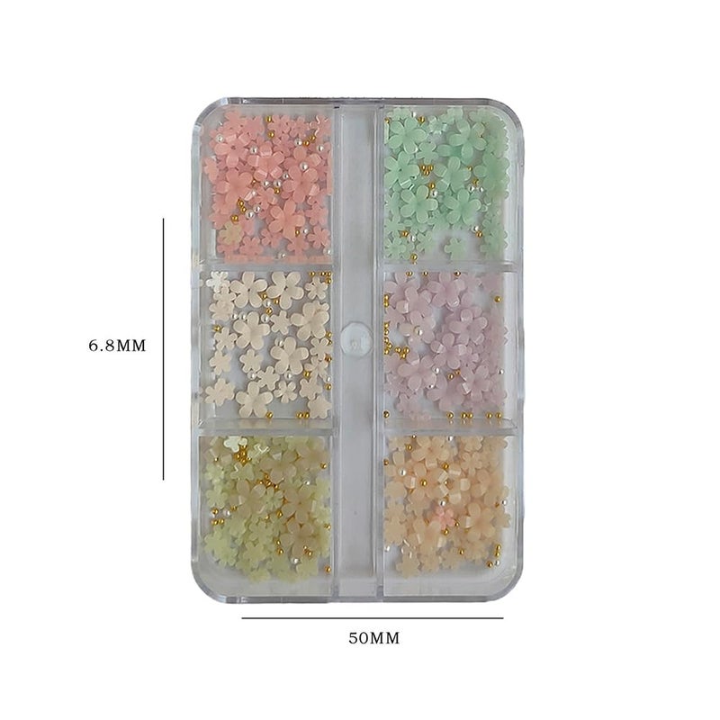S.A.V.I SAVI 3D FivePetal Color Changing Flower Nail Decoration 6Grid Palette with Pearl Metal Beads  DIY Professional Nail Art Accessories for Manicure  Pedicure - Image 4