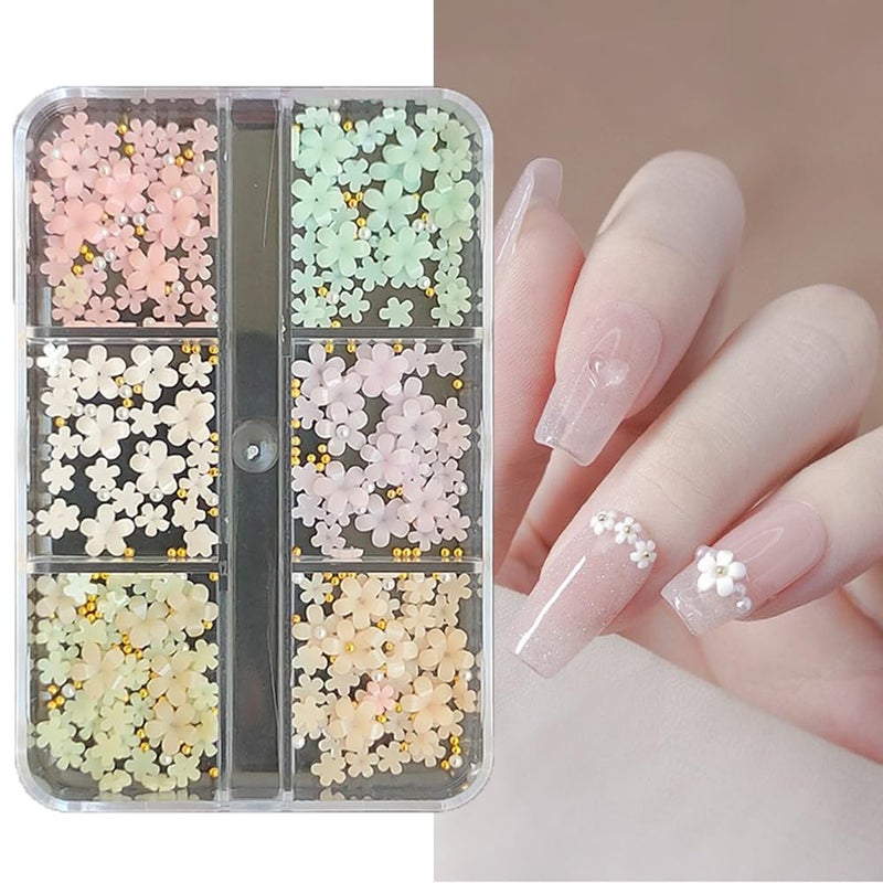 S.A.V.I SAVI 3D FivePetal Color Changing Flower Nail Decoration 6Grid Palette with Pearl Metal Beads  DIY Professional Nail Art Accessories for Manicure  Pedicure - Image 5