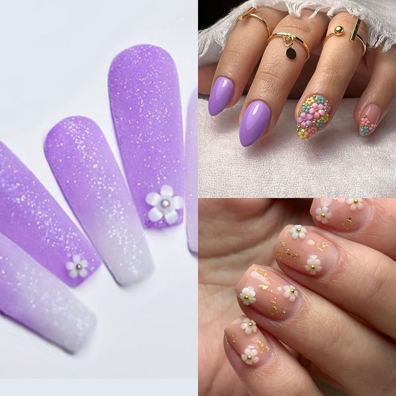 S.A.V.I SAVI 3D FivePetal Color Changing Flower Nail Decoration 6Grid Palette with Pearl Metal Beads  DIY Professional Nail Art Accessories for Manicure  Pedicure - Image 2