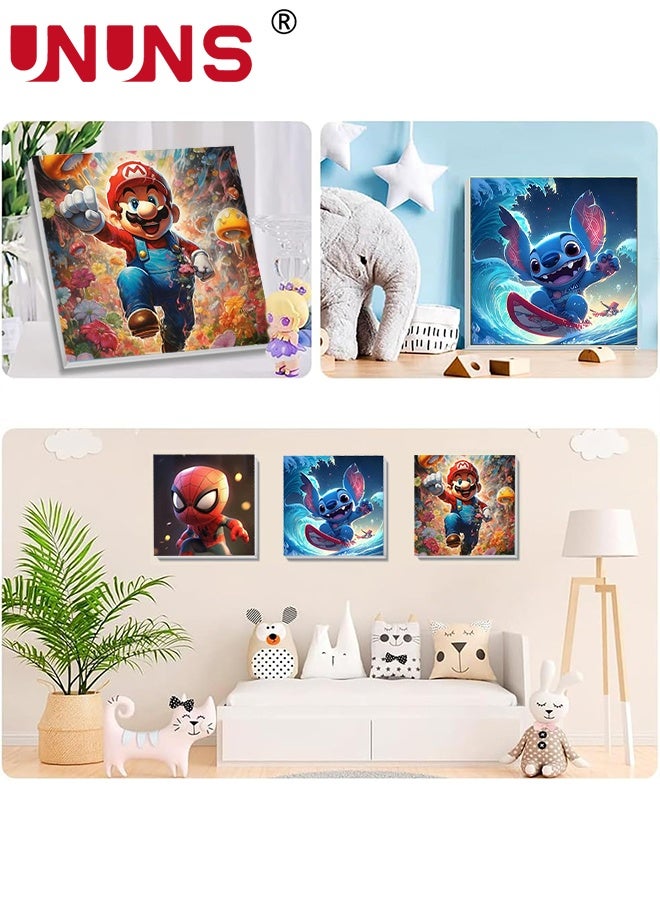 UNUNS 3 Pack Cartoon Paint by Number for Kids,Frame-Paint by Numbers for Kids Ages 4-8-12,DIY Paints with Numbers Easy Acrylic Oil Painting Kits for Home Wall Decor,8X8inch - Image 4