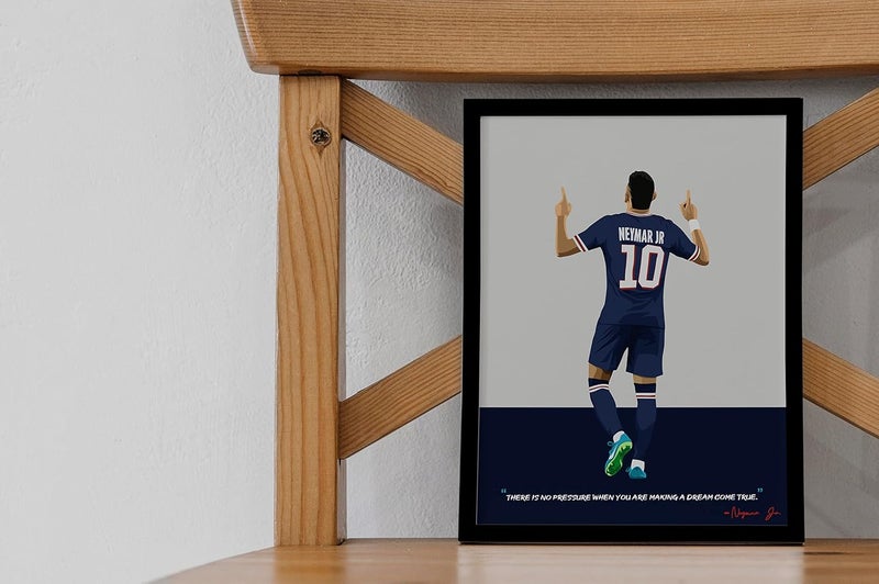 QUOTE - UNQUOTE ART Neymar Jr Framed Art Print PSG FC Legend - Original Football Art - 13x17 inches - Black Frame - Image 4