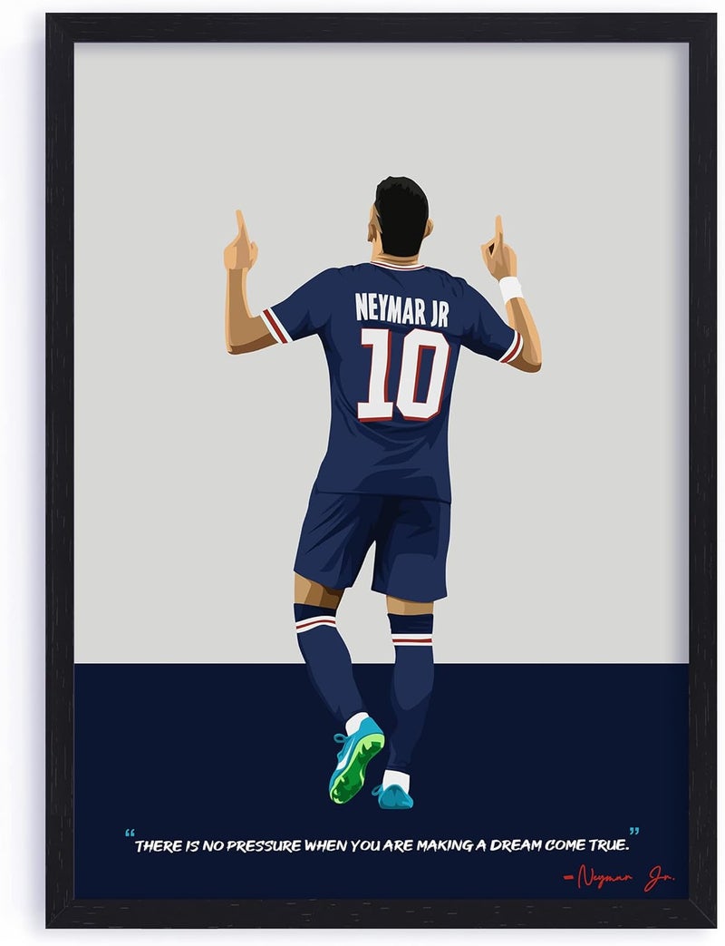 QUOTE - UNQUOTE ART Neymar Jr Framed Art Print PSG FC Legend - Original Football Art - 13x17 inches - Black Frame - Image 1