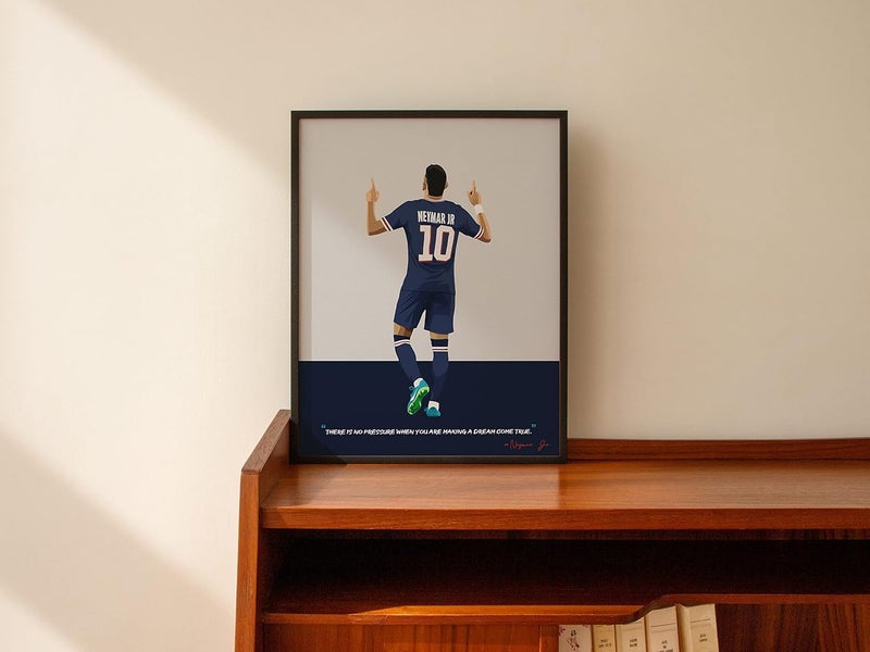 QUOTE - UNQUOTE ART Neymar Jr Framed Art Print PSG FC Legend - Original Football Art - 13x17 inches - Black Frame - Image 2