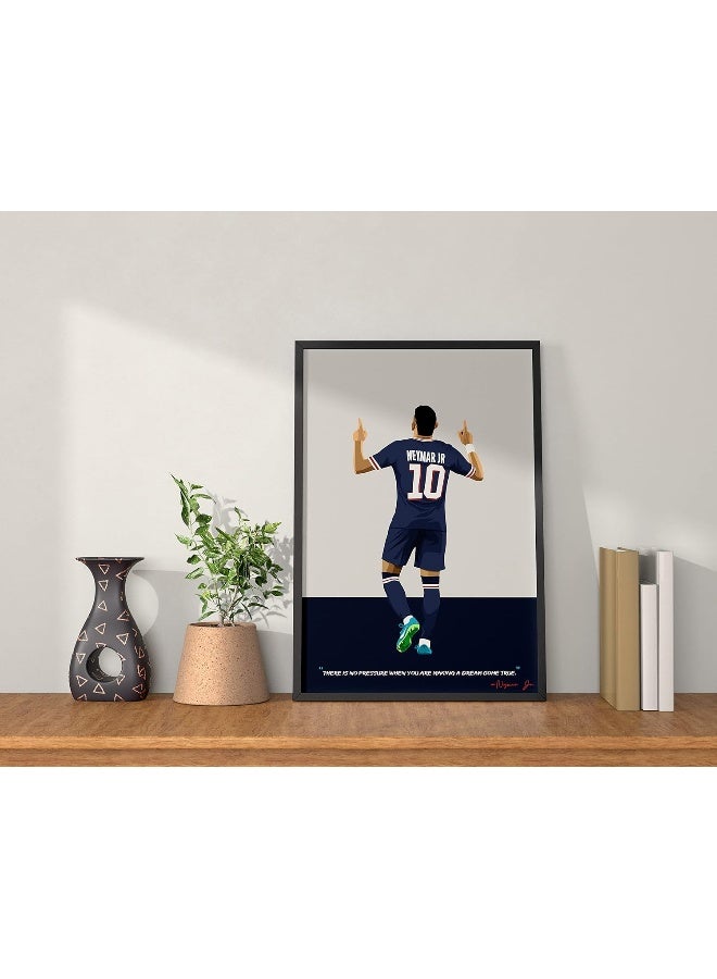 QUOTE - UNQUOTE ART Neymar Jr Framed Art Print PSG FC Legend - Original Football Art - 13x17 inches - Black Frame - Image 3