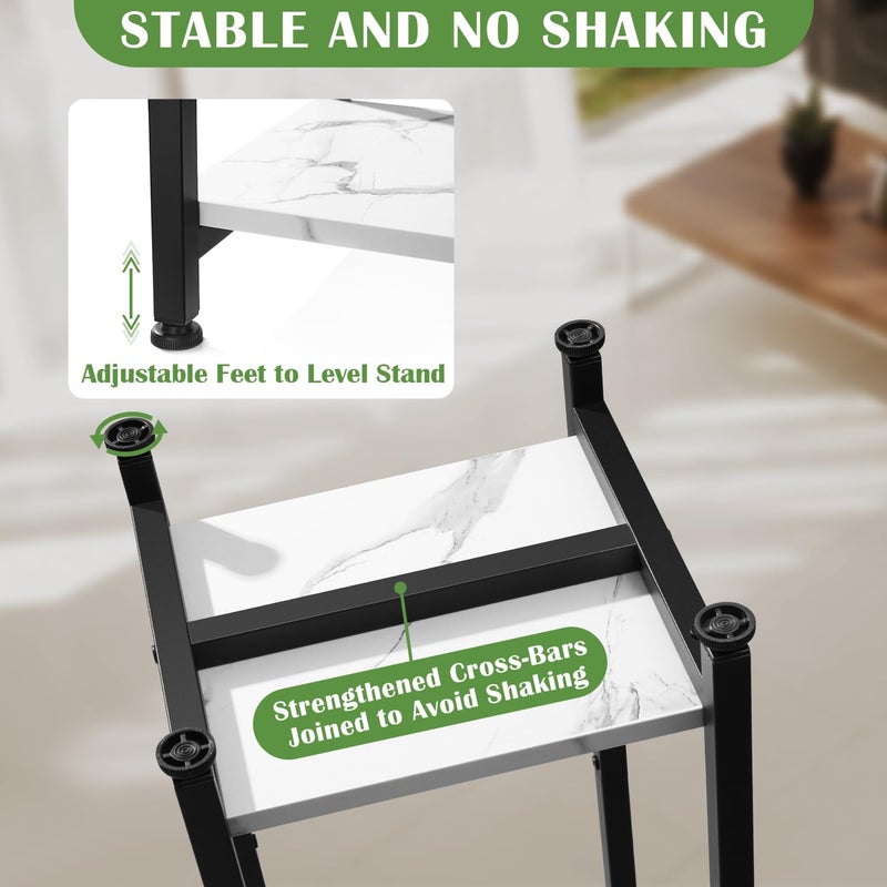 Dipion Extra Tall Plant Stand Indoor,40 Inch Plant Stands,2 Tier Metal Plant Stand with Heavy Duty Wood,Marble White and Black - Image 3