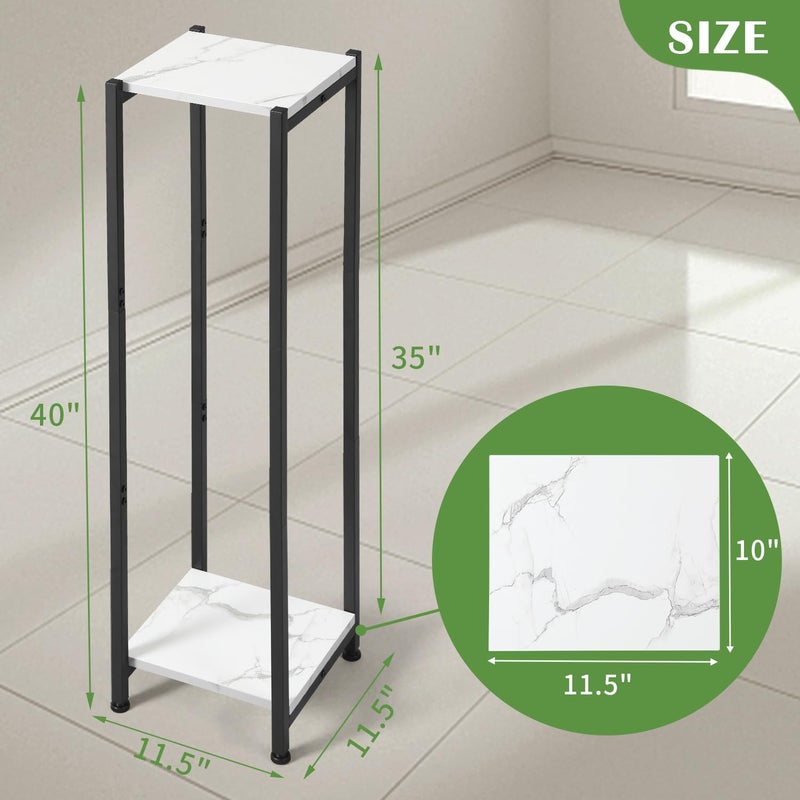 Dipion Extra Tall Plant Stand Indoor,40 Inch Plant Stands,2 Tier Metal Plant Stand with Heavy Duty Wood,Marble White and Black - Image 5