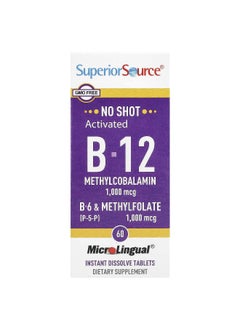 Superior Source Superior Source, Activated B-12, Methylcobalamin, B-6 (P-5-P) & Methylfolate, 60 MicroLingual® Instant Dissolve Tablets  - Image 1