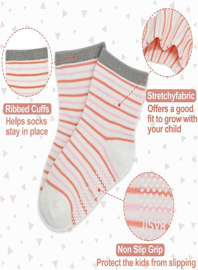 GRPSKCOS Toddler Girls Socks, 12 Pack Non Slip Breathable Crew Socks with Grips for 1-7 Years Kids(Carrot Bunny,1-3T) - Image 5