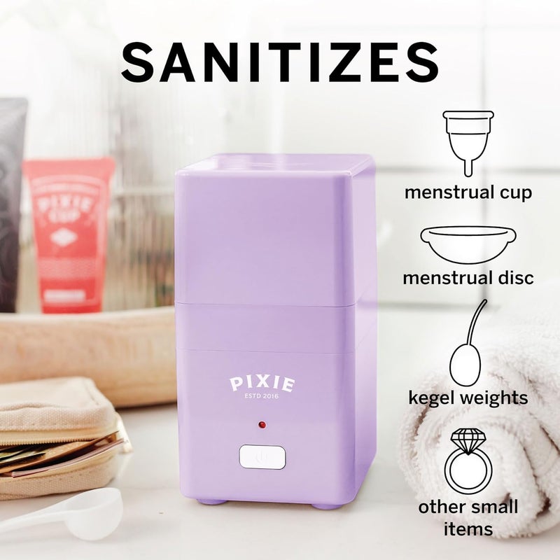 Pixie Cup Pixie Menstrual Cup Sterilizer for Feminine Care - Ranked 1 for The Best Steamer - Kills 99.9% of Germs with Steam - Wash Your Period Disc or Cup in 3 Minutes! - Automatic Timing Shut-Off Switch - Image 3