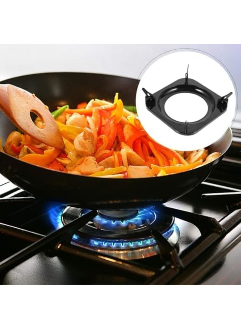 Barakah حامل حلقة ووك لطباخ الغاز، قاعدة موقد غير قابلة للانزلاق لووك والمقلاة، حامل وعاء للتحكم في الحرارة لطباخ الغاز، رف طهي مستقر للاستخدام في المطبخ وفي الهواء الطلق (أسود) - Image 2